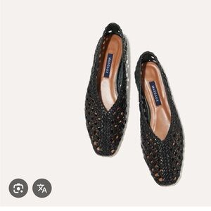 NIB Margaux Woven Paz Ballet Flat, Size 5.5/6.5 in Black Nappa